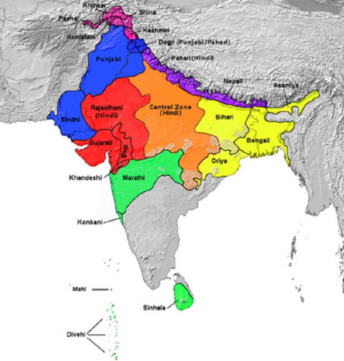 Ngữ hệ Ấn-Aryan chủ yếu được sử dụng ở miền bắc Ấn Độ