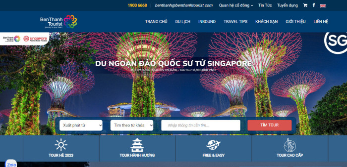 website Bến Thành Tourist