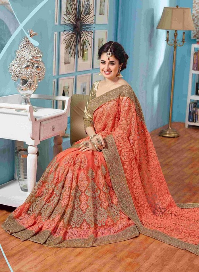 Trang phục Sari Ấn Độ nữ đỏ phối da - Hoài Giang shop