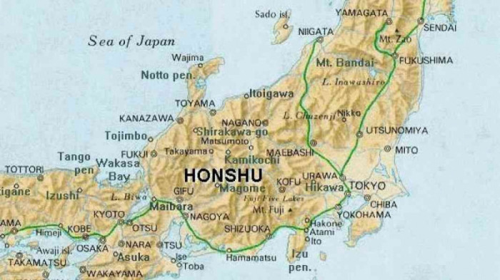 Bản đồ du lịch đảo Honshu Nhật Bản