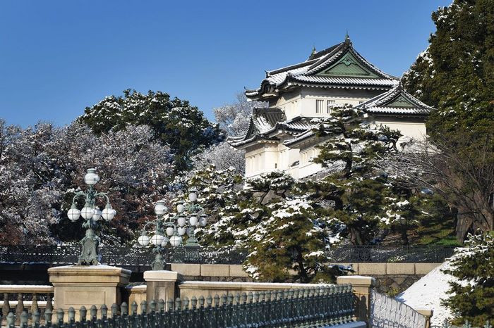 Cung điện Hoàng gia Tokyo nhìn từ xa vào mùa đông