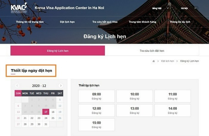 Hướng dẫn đặt lịch hẹn xin visa Hàn 5 năm online