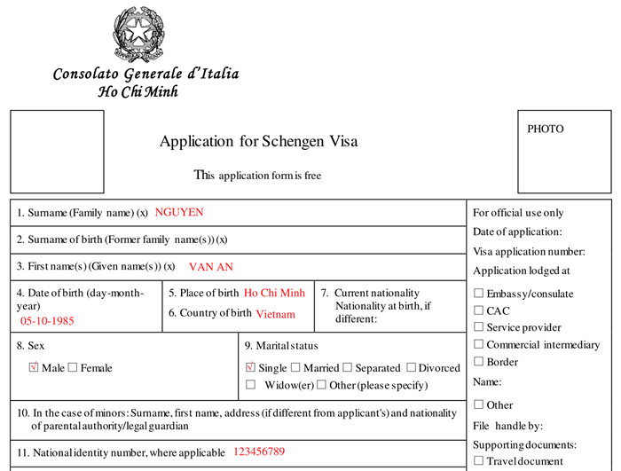 hồ sơ xin visa schengen