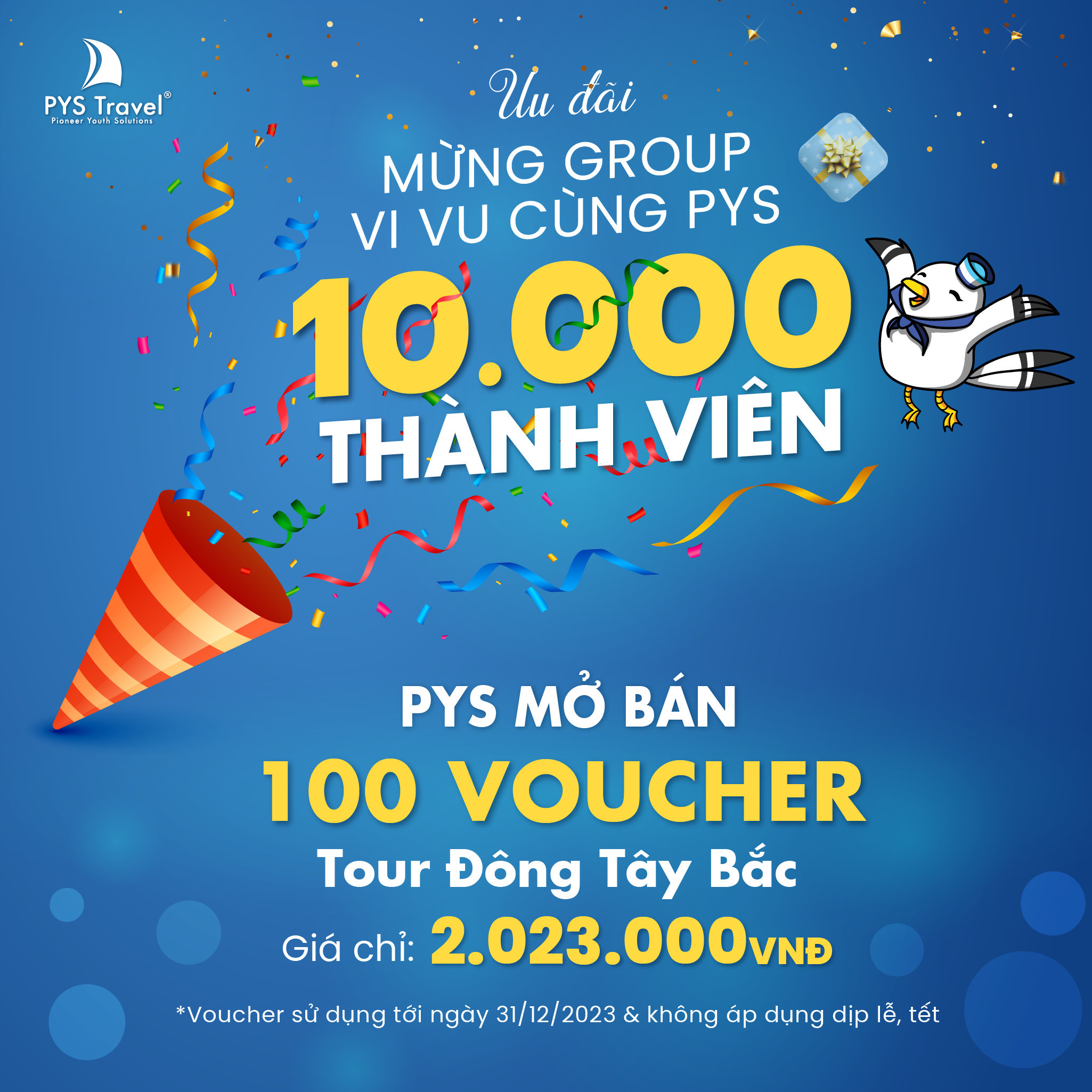 Ưu đãi: Voucher Tour Đông Tây Bắc giá chỉ 2.023K - Mừng thành viên 10.000 Vi Vu Cùng PYS